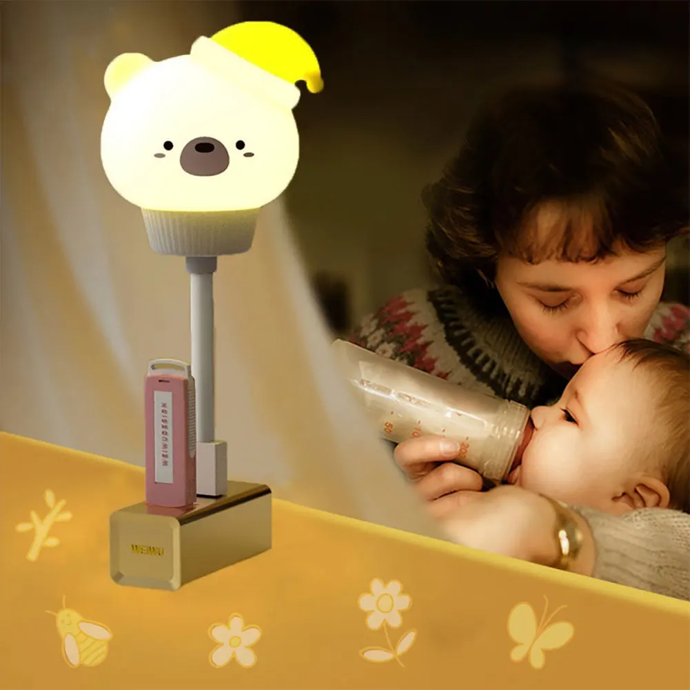 LED Anak USB Lampu Malam Lucu Kartun Lampu Malam Beruang Remote Control untuk Bayi Anak Kamar Tidur Dekorasi Lampu Samping Tempat Tidur Hadiah Natal