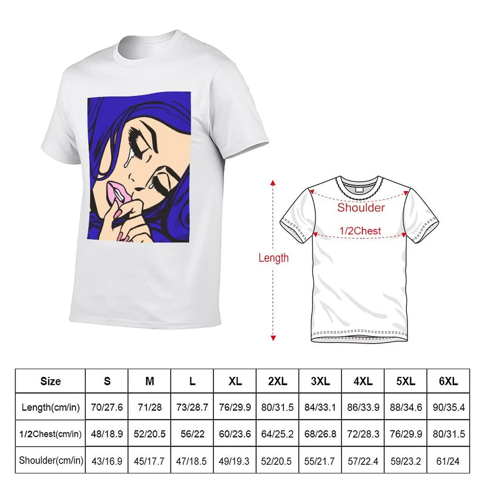 Blue Crying Comic Girl T-Shirt t shirt man luxury t shirt for man t shirts for man cotton funny T-shirt