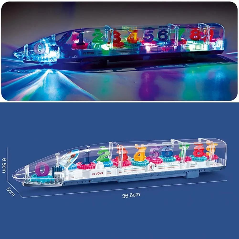 

Mini Electric Gear Train Transparent Universal Musical Colorful Vehicle Education Simulation Gifts Toys for children