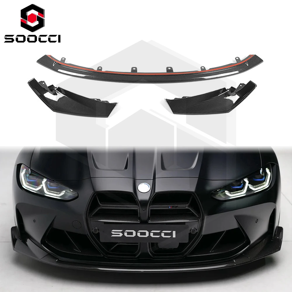 CSL Type Splitter Dry Carbon Fiber Front Lip For BMW M3 G80 G81 M4 G82 G83 Front Bumper Spoiler Front Scoop Chin Lip Diffuser