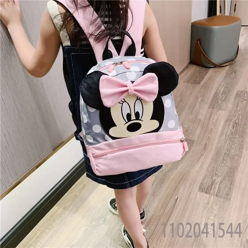 MINISO-Mini sacos escolares para meninas, bonito Minnie Mouse Bag para crianças, jardim de infância pré-escolar, mini mochila, frete grátis