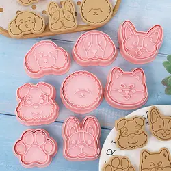 8pcs/set Cookie Cutters Animal Dog Type Stamp Embosser for Biscuit Pastry Bakeware Baking Cookies Molds Kitchen Accessories