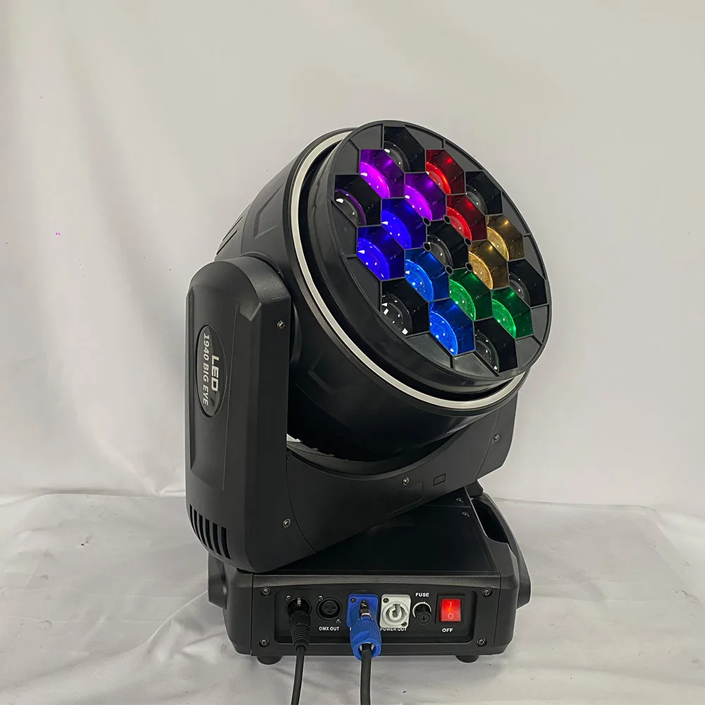 DJ Lighting 19x40W LED Bee Eyes Moving Head Wash Zoom Stage Light with Strip LED Controlled Individually for Party Event Show