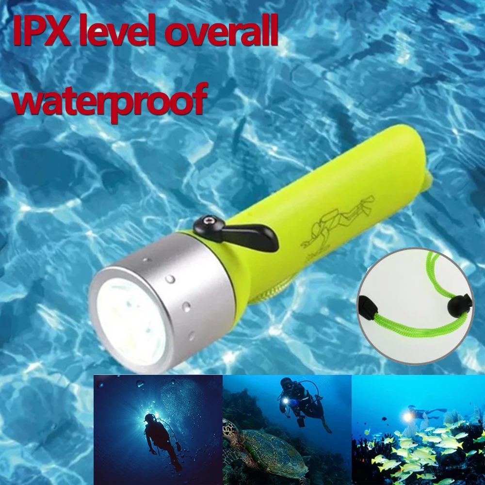 Led Professional waterproofing Diving Flashlight Strong Underwater Lighting Home Outdoor Emergency Lighting High Beam Flashlight