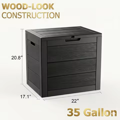 Large Outdoor Storage Box with a 35-Gallon Capacity And a Secure Lid - Durable Deck Box Suitable for Patio Cushions