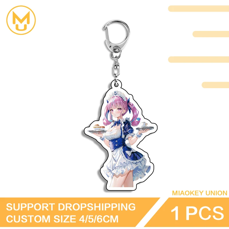 Pretty Maid Uniform Minato Aqua Hololive Attractive Double Sided Keyring Ingenious Luxury Creative Personality Amusing Jewelry