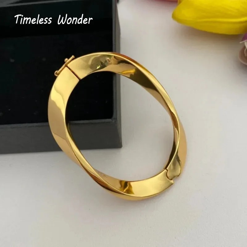 

Timeless Wonder Fancy Brass Geo Bangles Bracelets for Women Designer Jewelry Punk Goth Runway Luxury Brand Top Party Rare 4526