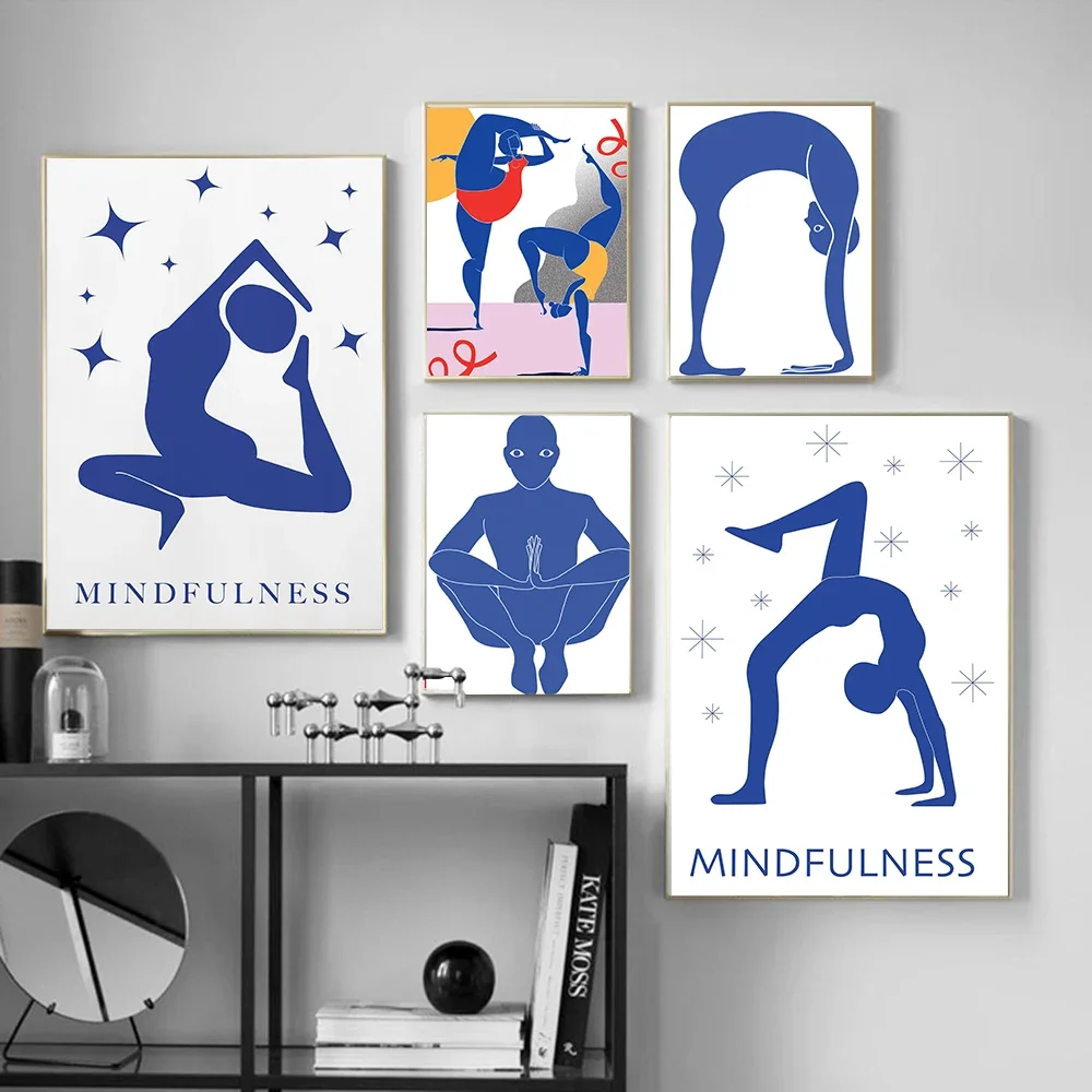 Home Exercise Gym Yoga Pose Abstract Poster Wall Art Minimalist Canvas Painting Modern Studio Living Room Nordic Decoration
