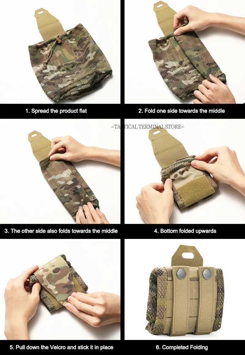 Taktische Folding Dump Pouch Kordelzug Magazin Utility Pouch Mesh Taille Tasche Roll Up Faltbare Recovery Tool Pack EDC Lagerung Tasche – Detail 8