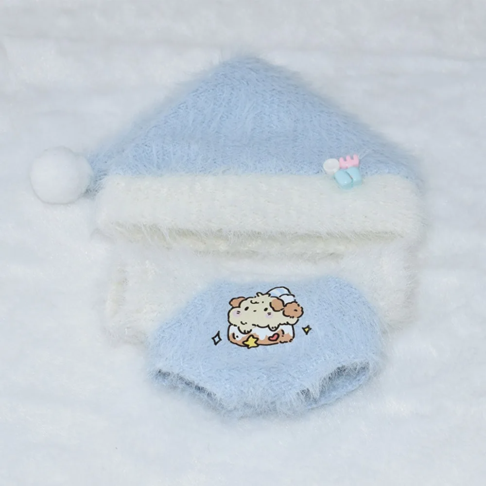 Toy 10cm Clothes Blue White Hairy Miniature Cap Pajamas Photo Prop Playing House Jumpsuits Set Cotton