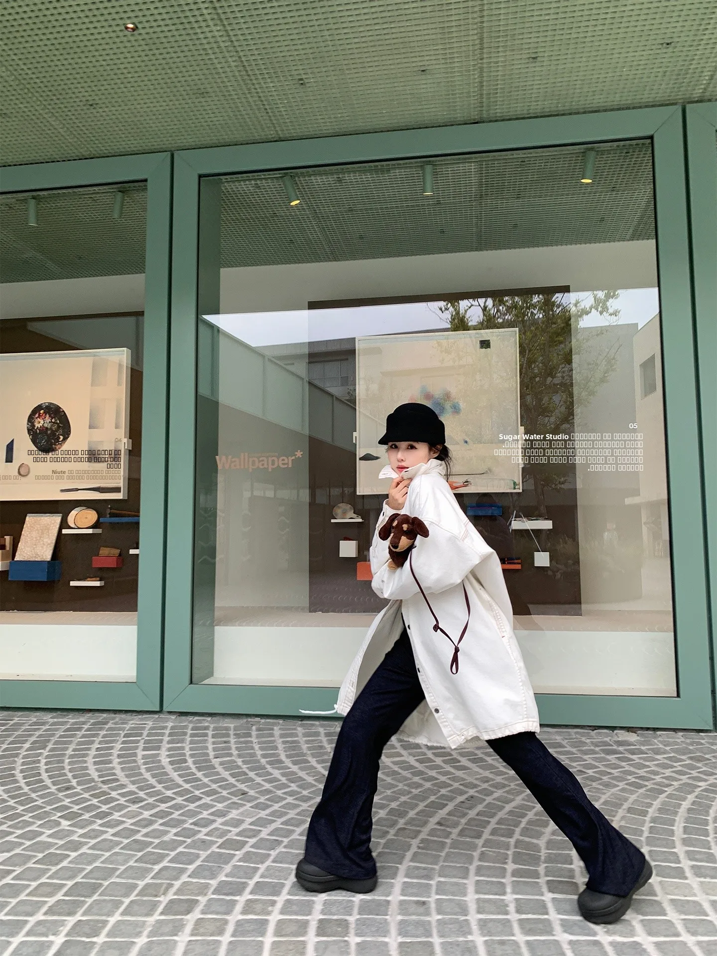 

JUC Casual Sle Cotton Workwear Jaet New Autumn Arrival Loose Fit Long Sve Mid-Length Pure Color Ladies Coat