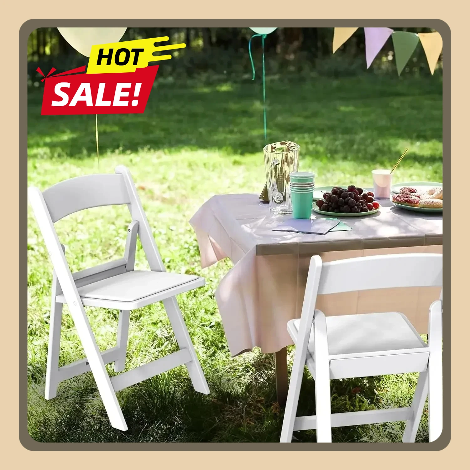 

Resin Folding Chairs with Comfortable Padded Seats, Perfect for Event Party Indoor Outdoor, Foldable Plastic Chair with Cushion