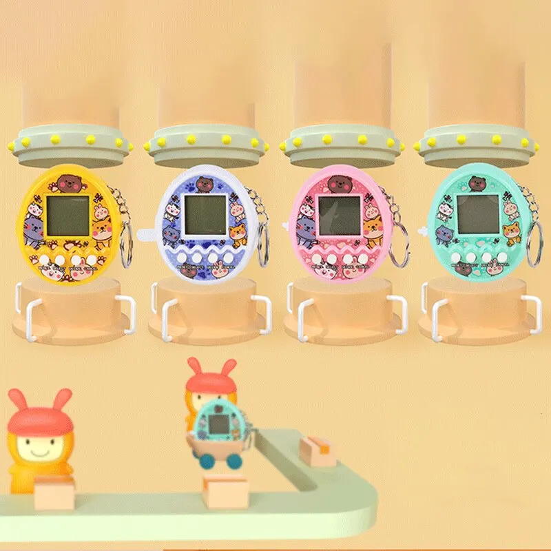 وحدة تحكم ألعاب إلكترونية صغيرة محمولة ، آلة رفع الحيوانات الأليفة الافتراضية ، لعبة الكرتون لطيف ، لون عشوائي ، 2 قطعة