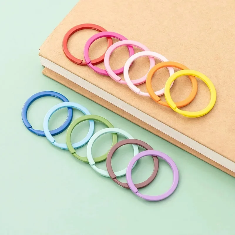 10/20Pcs 30mm Colorful Alloy Keyring Jump Rings Flat Roung Key Chain Ring DIY Jewelry Making Supplies Keychain Accessories