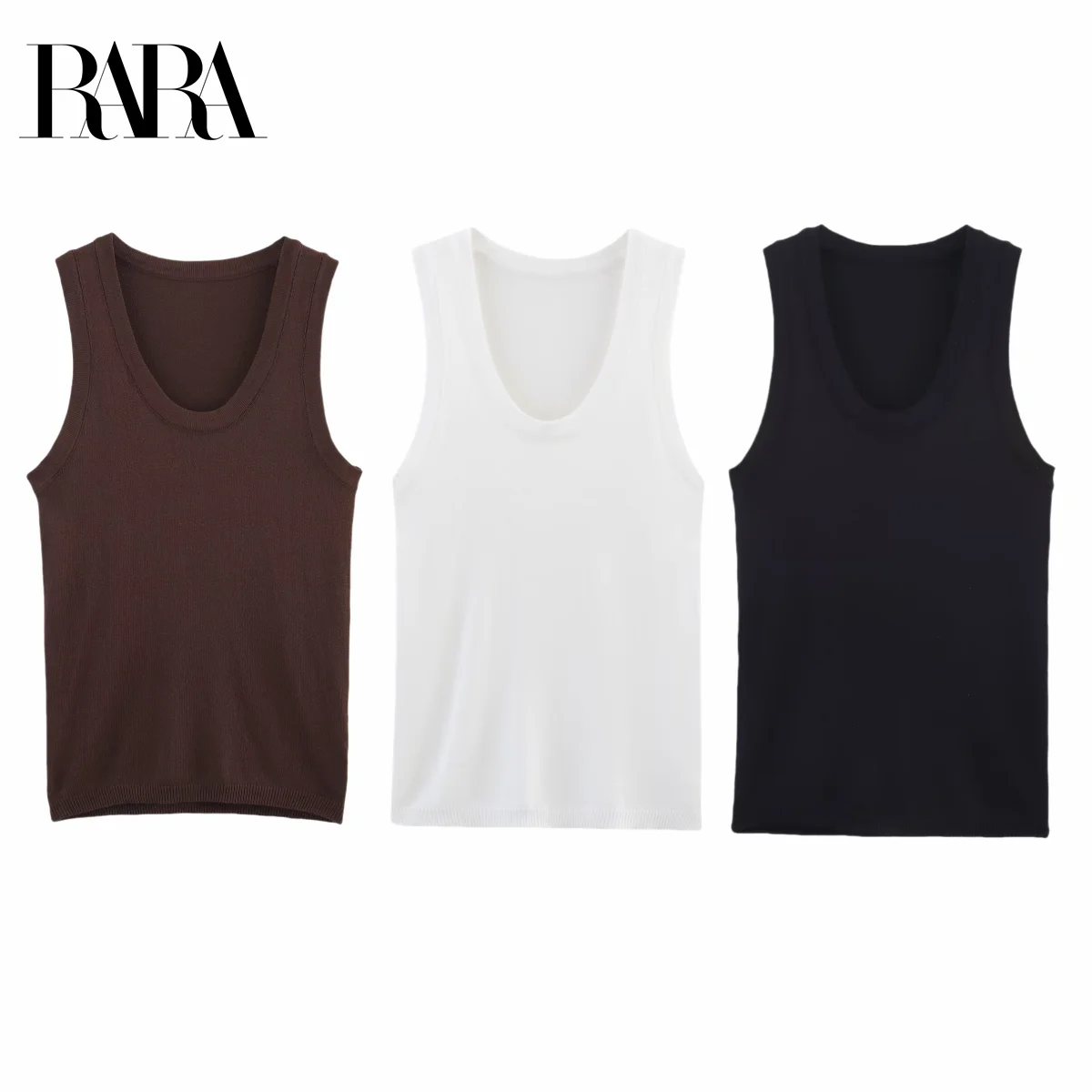 

RARA Womens Solid Color Basic Knitted Sleeveless Top in Classic Colors V - Neck Design Soft and Comfortable Knit Fabric