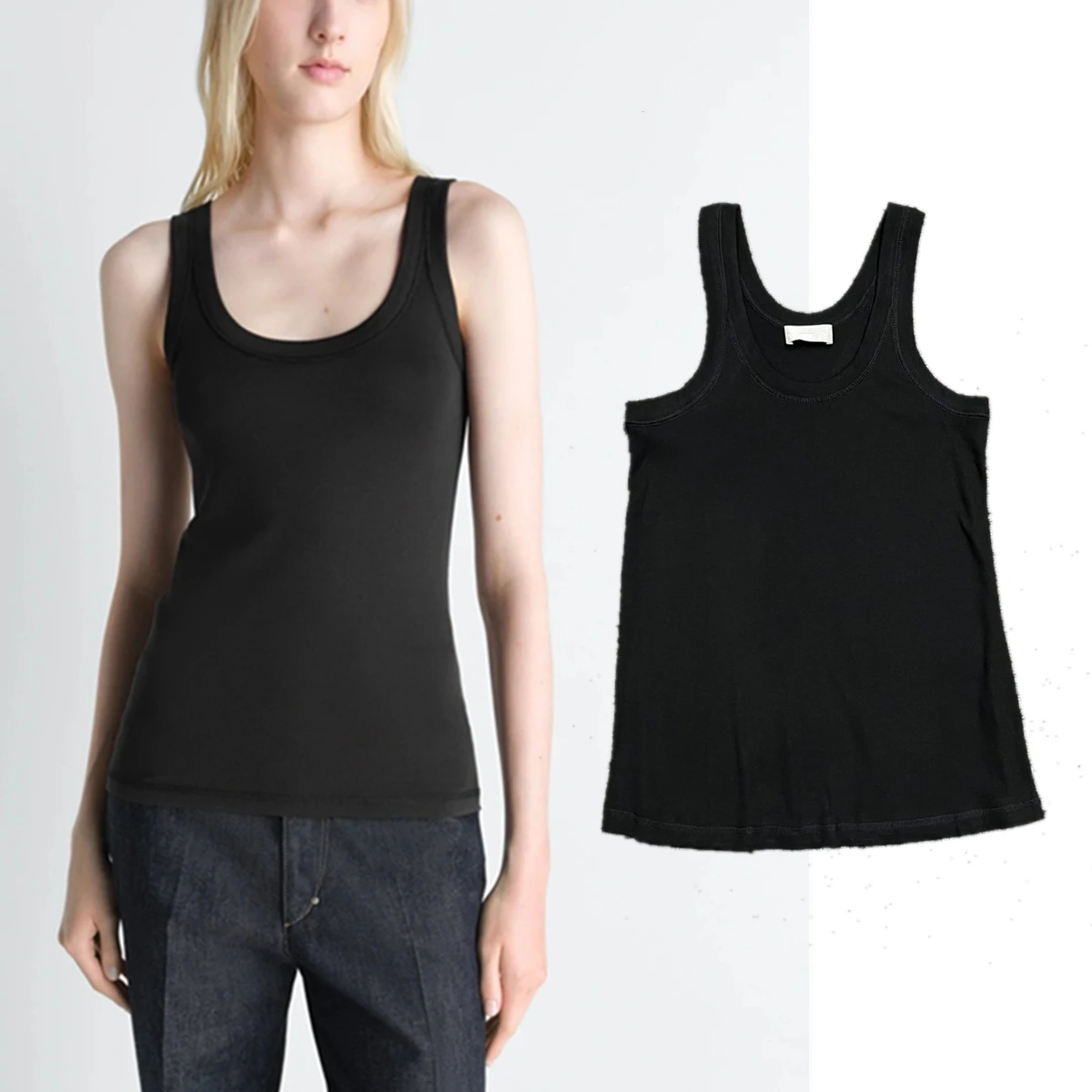 

Maxdutti Cotton U-neck Ribbed Vest For Women's Fashion Slim Fit Inner And Outer Straps T-shirt Woman Clothes Female Clothing Top