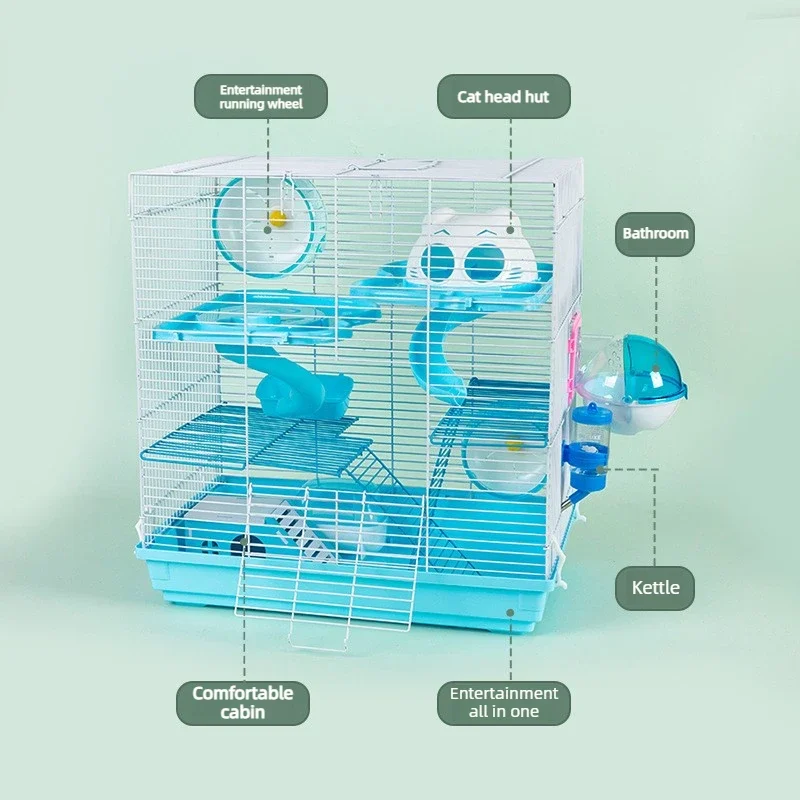 Large Hamster Cage Three Story Luxury Villa Castle Tall Basic Home Syrian Dwarf Pet Habitat House Hamster Accessories  Supplies view 2