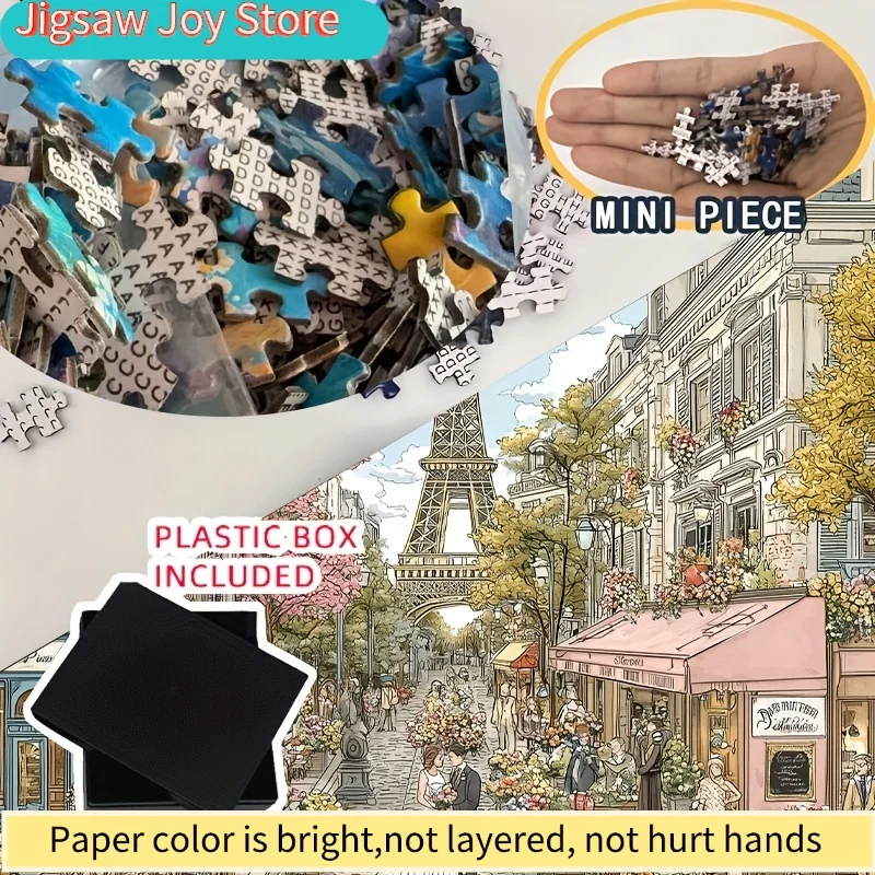 1 Box() Mini Paper Puzzles for Adult: "Paris Flower Street & Wedding Under Eiffel Tower" or Party Games & Activities Applied f