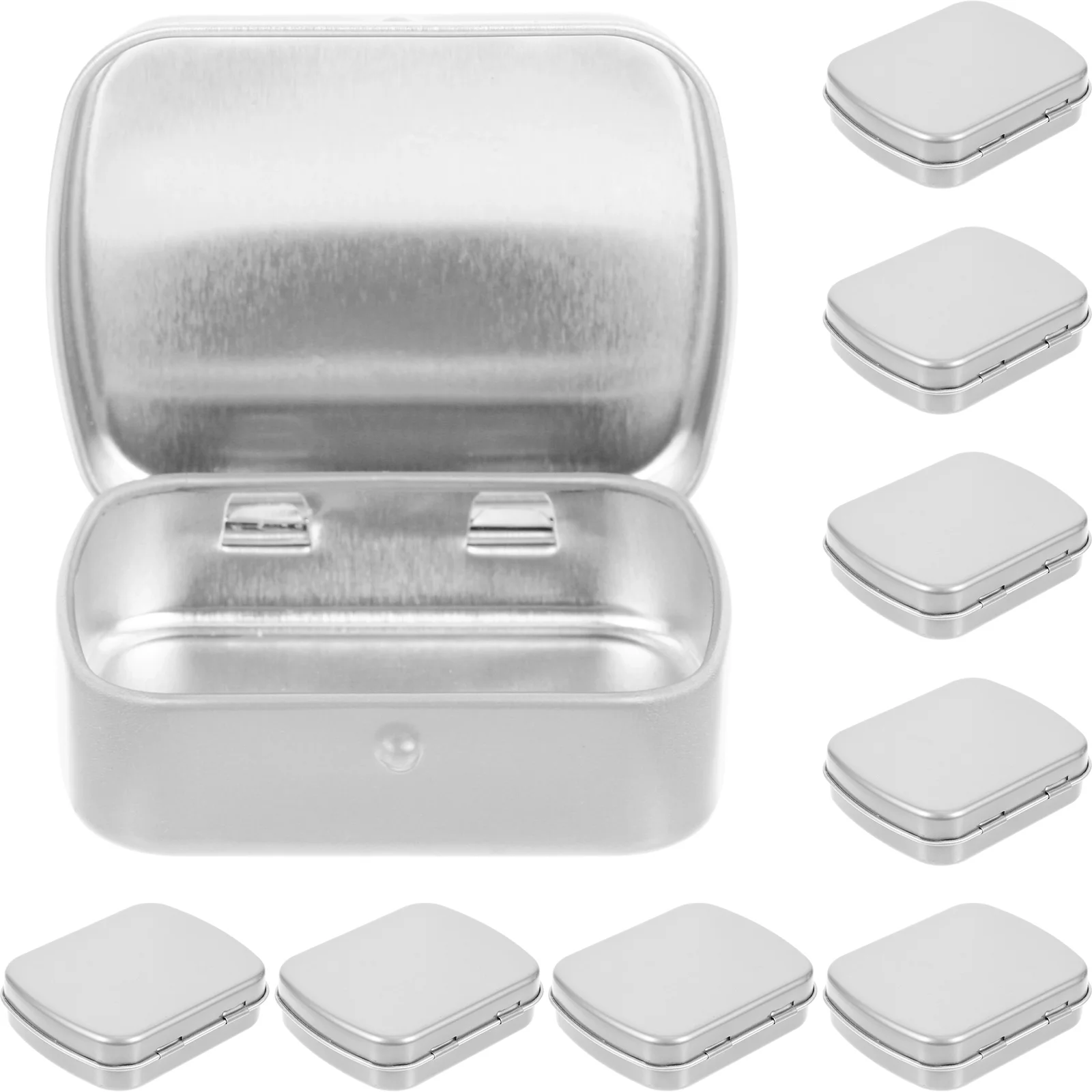 

10 Pcs Christmas Cookie Tins Box Iron Storage Boxes Spice Container Organizer Candy Cans Silver Wedding Jar Travel