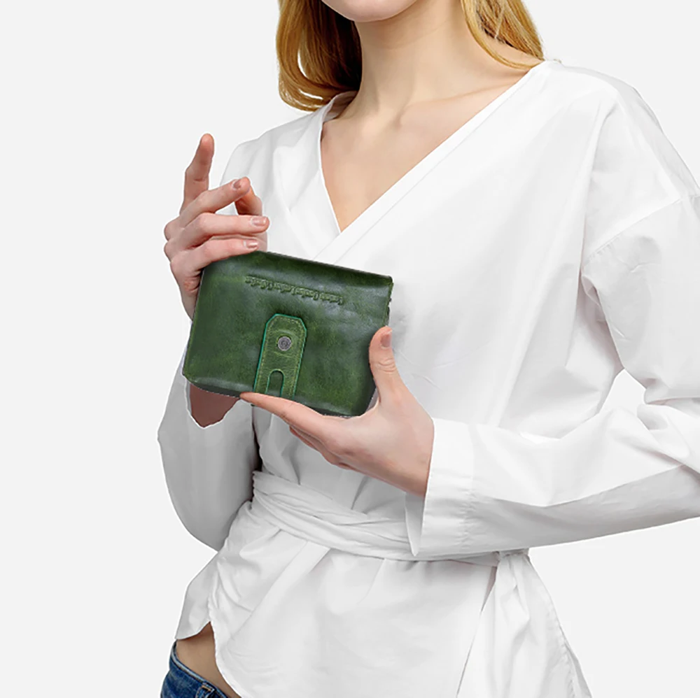 Contacts\'S Fashion Women Short Wallets Genuine Leather Woman Wallet Zipper Coin Purse With Card Holder Money Bags Large Capacity