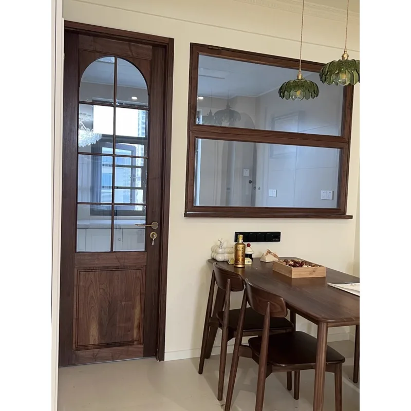 Walnut solid wood casement box door Bedroom set door Interior door Folding window Private room Study