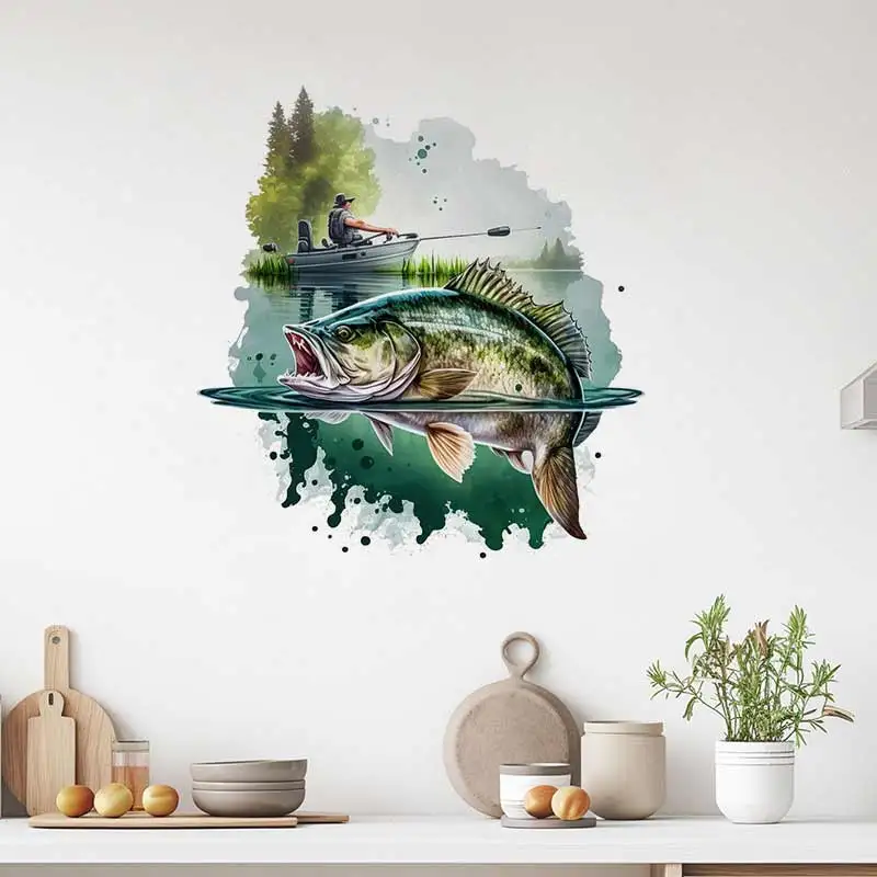 Perch Fish Wall Sticker Kitchen Decoration Dining Room Living Room Cabinet Refrigerator Home Decoration Decal Stickers S931
