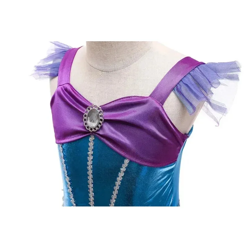 زي حورية البحر الصغيرة للفتيات فستان أطفال أنيق للفتيات ملابس حفلات أعياد الميلاد كرنفال فستان حورية البحر