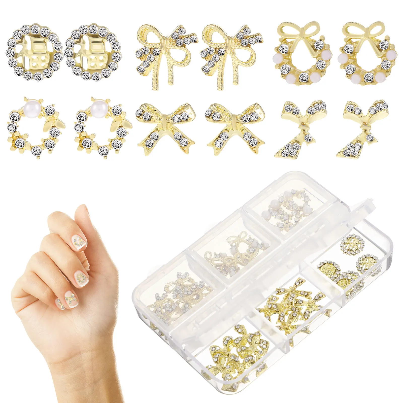 

30Pcs Nail Charms Metal Decorations Delicate Manicure Accessories DIY Nail Art Sparkle Glitter Decors Manicure Charms