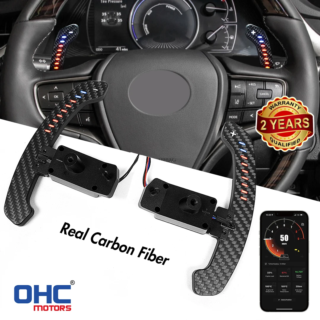 

OHC LED Carbon Fiber Magnetic Paddle Shifters For Lexus UX200 ES300 ES350 NX350 RX. LC500 GR Steering Wheel Paddle Shift