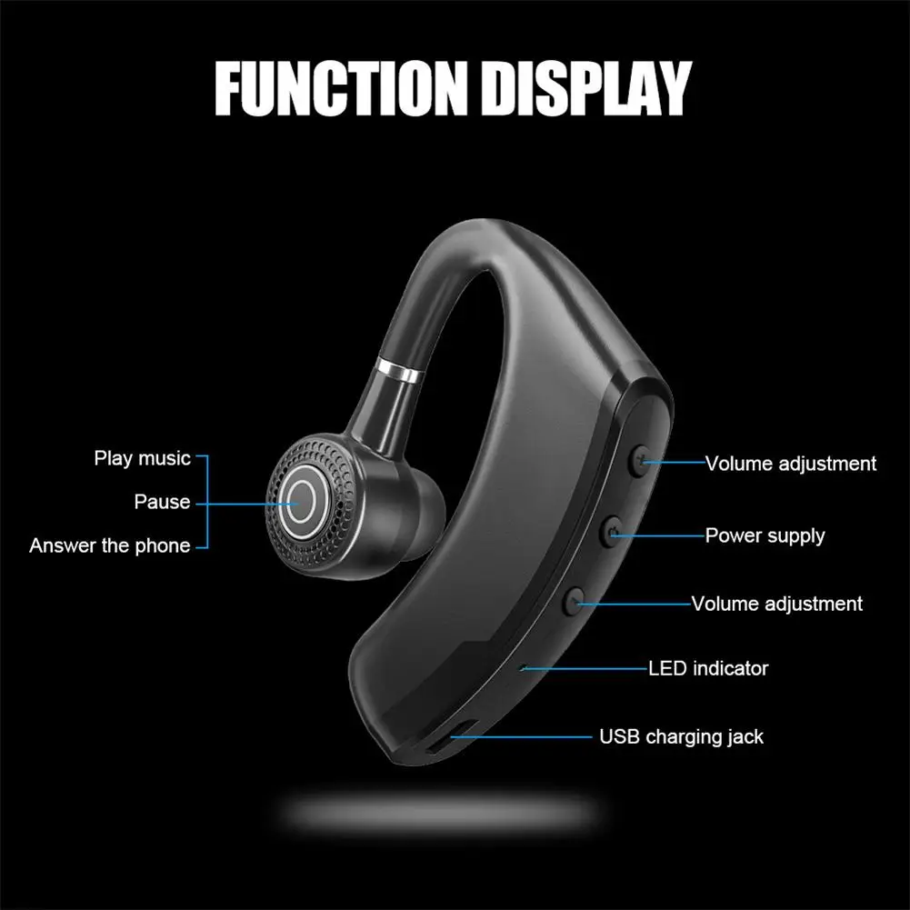 V9 Bluetooth-compatible Headset Wireless Hands-free Noise Control Stereo Music Earphone With Microphone