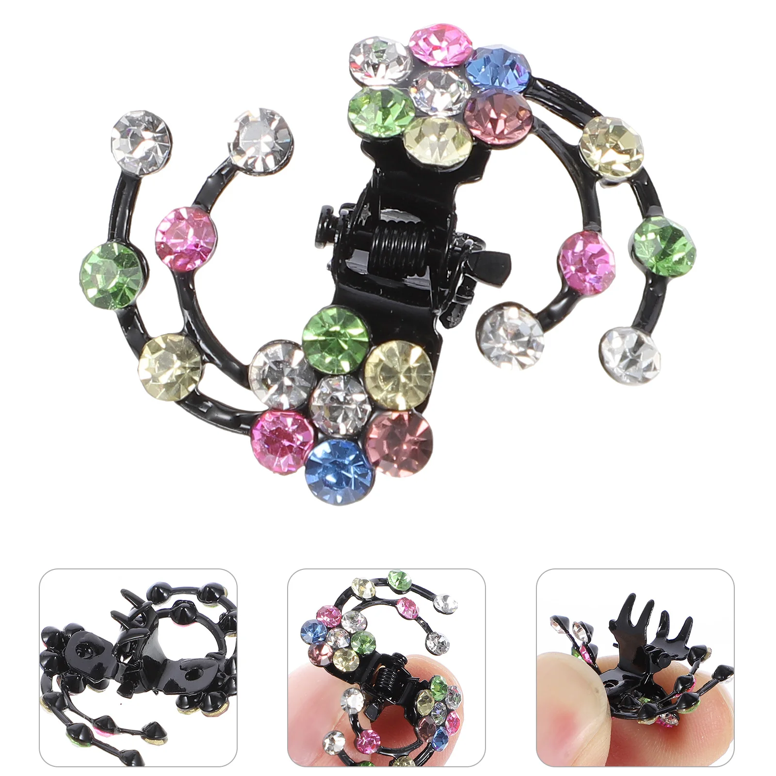 

6Pcs Flower Hair Clip Plum Blossom Design Rhinestone Hairpin Lightweight Mini Hair Claw Clamps for Women Girls Daily Party Wear