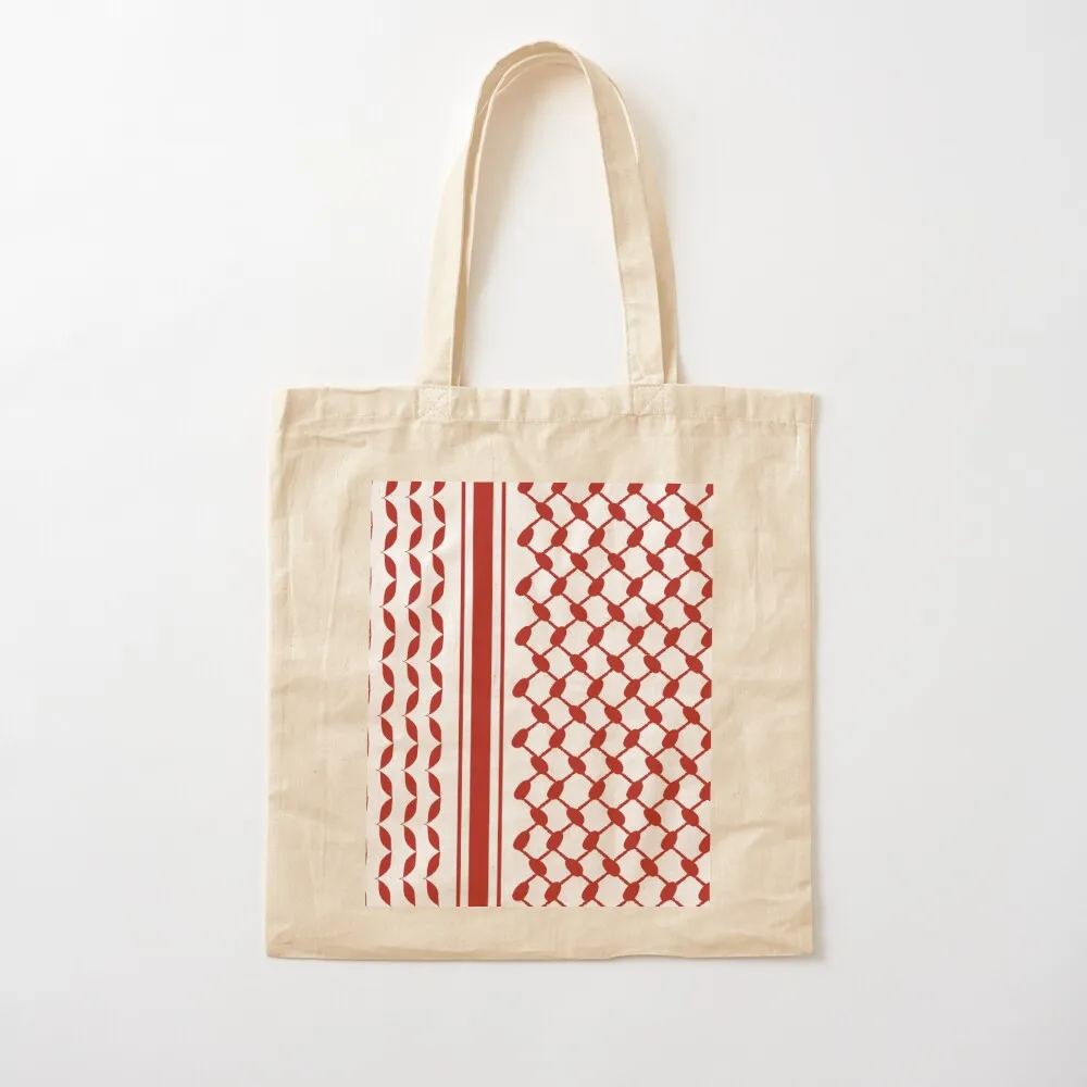 Keffiyeh and Lines in Red and White Tote Bag tote bag men's Canvas bag custom canvas Canvas Tote