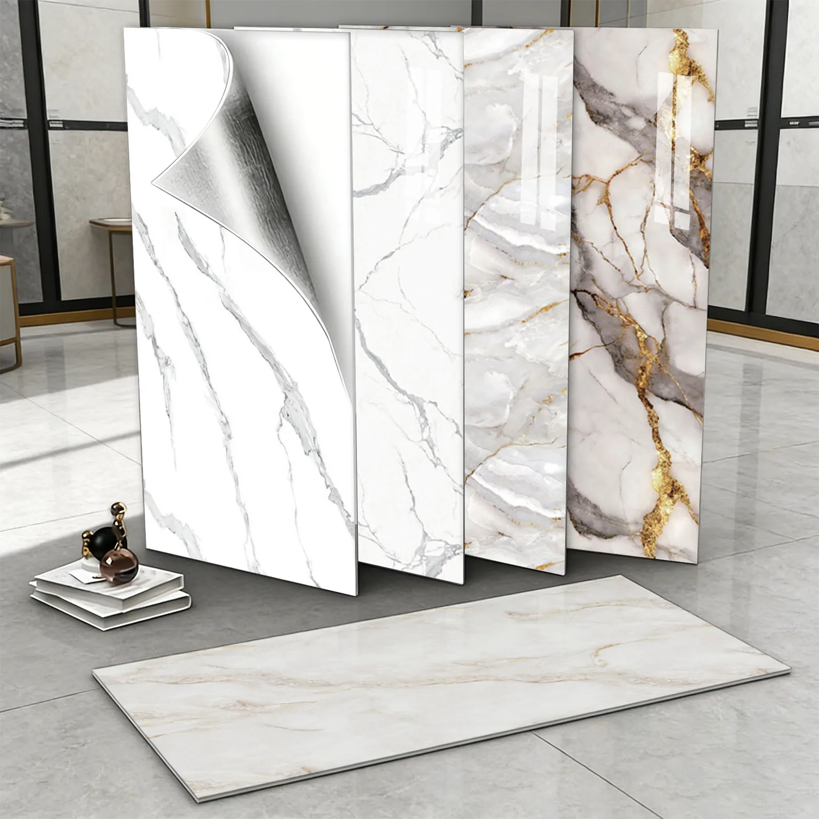 20/40 feuilles de papier peint auto-adhésif à motif marbré, imperméable, 30 cm × 60 cm, matériau PVC, adapté aux cuisines, aux salles de bain