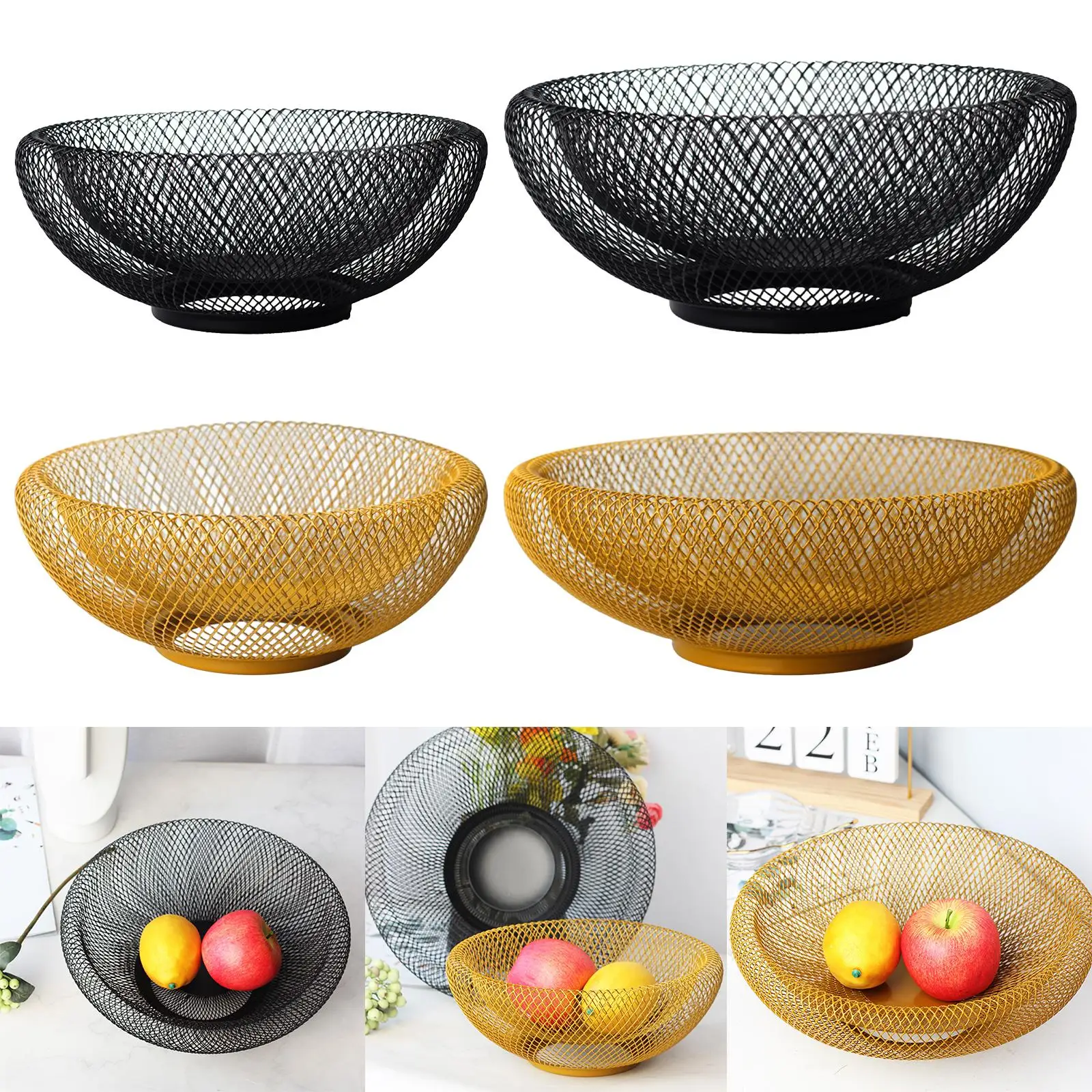 Multipurpose Metal Wire Fruit Basket Snack Bread Storage Bowl Candy Storage Modern Vegetable Stand Holder for Kitchen Wedding