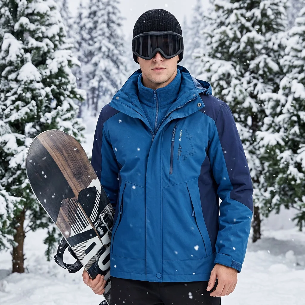 

High Quality Ski Jacket Men Waterproof Warmth Male Coat Snow Camping Skiing and Snowboard 3 in 1 Jacket Brand