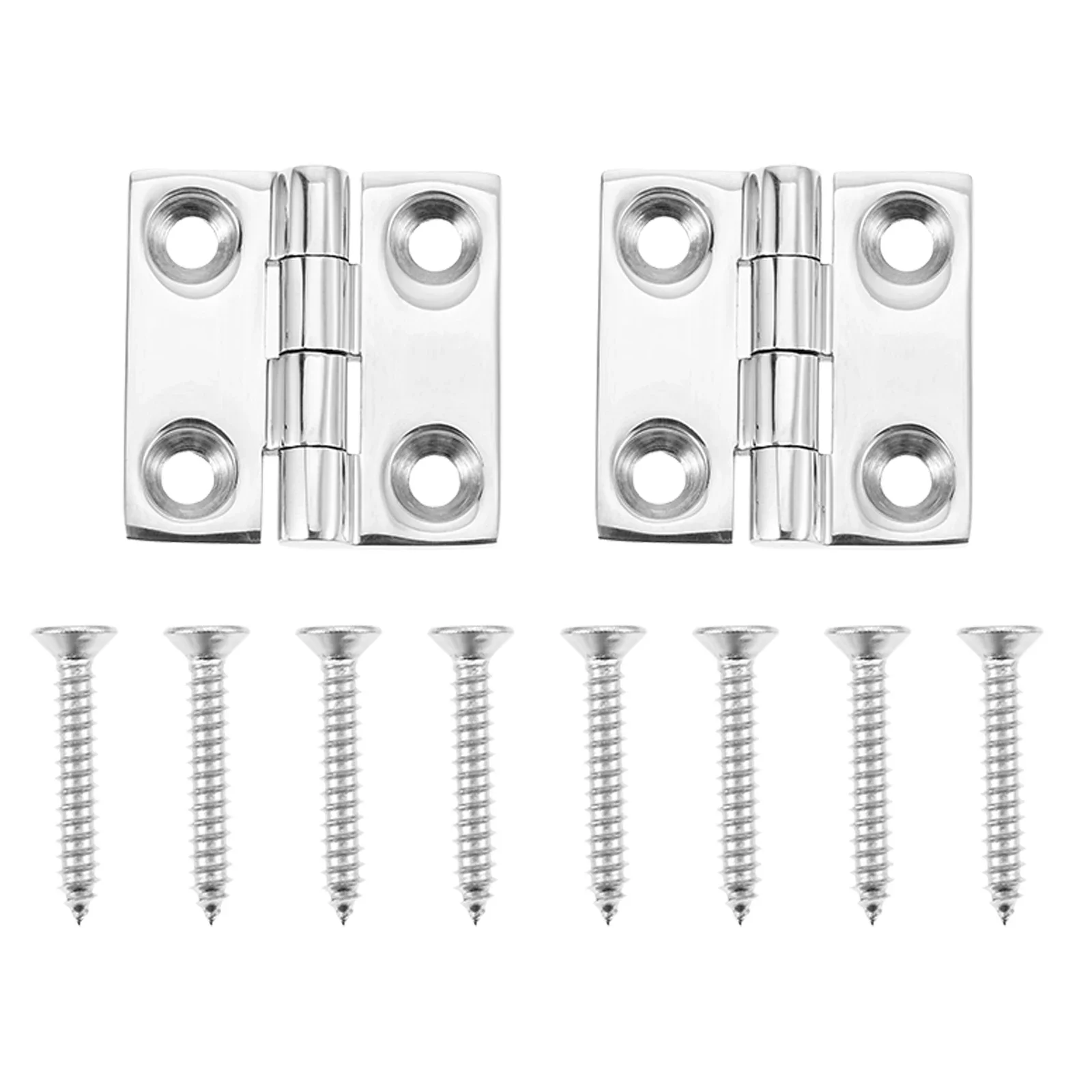 2Pcs 1.5inch/2inch Marine 316 Stainless Steel Heavy Duty Square Door Hinge 4 Hole with Screws No Noise RV Boat Yacht Accessories