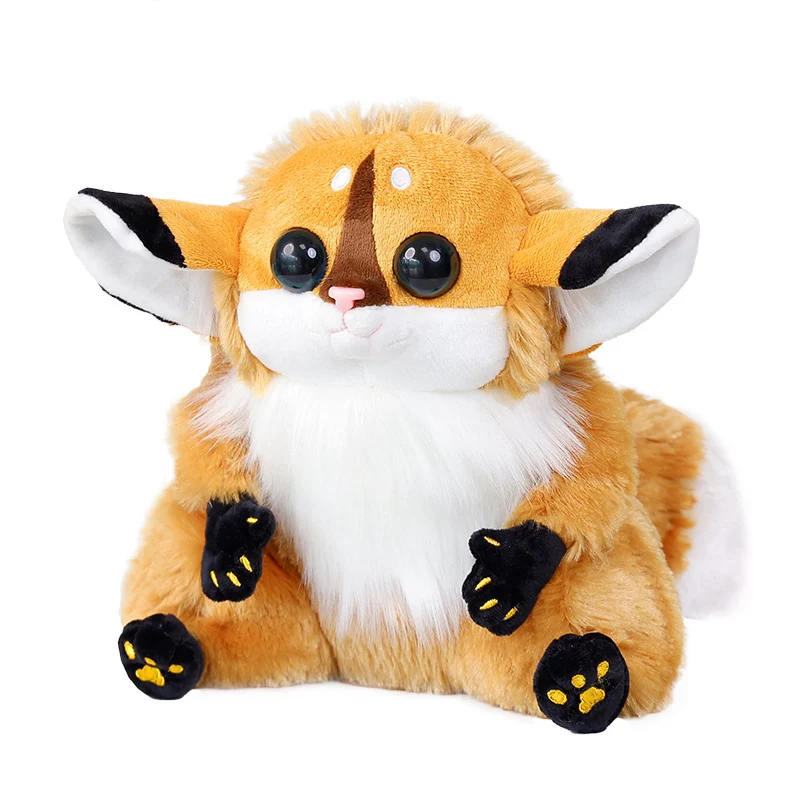 22cm Eulemur Fox Like Real Wild Animal Doll Plush Toy Sitting Grey Yellow White Brown Plushie Birthday Present