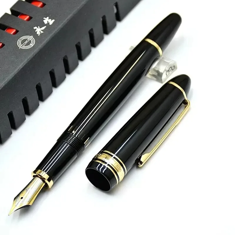 wingsung-yongsheng-629-fountain-pen-piston-fill-luxury-writing-instrument-iridium-gold-nib-ef-f-black-dark-blue-resin-ink-pen