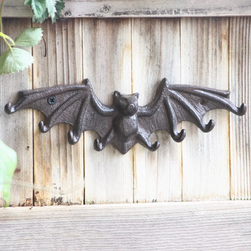 

Cast Iron Bat Wall Mounted Hook With 8 Hangers Retro Rustic For Home Indoor Outdoor Decoration Keys Garden Tool Sets Storage