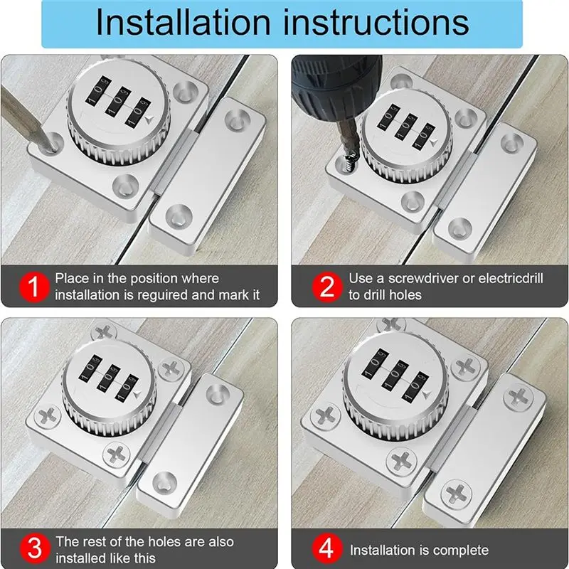 [NEW A09R!】 Cabinet Door Latch Keyless Combination Lock Cabinet Mechanical 3-Digit Passcode Cabinet Lock For Kitchen Cabinet Dur