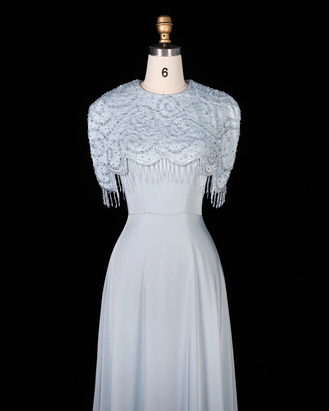 Sharon Said Abendkleid, elegantes A-Linien-Modell, Rundhalsausschnitt, Perlen, Quasten, Dubai, formelle Party, Hochzeitsgastkleid, SS614, nach Maß – Detail 19