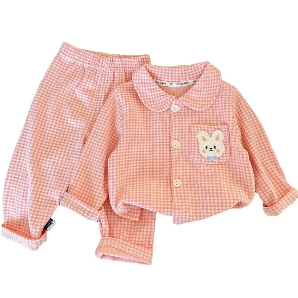Long Sleeve Pajamas Suits Plaid Printed Two-Piece Set Loungewear Sets Pajamas Top Bottom Homewear Autumn Spring