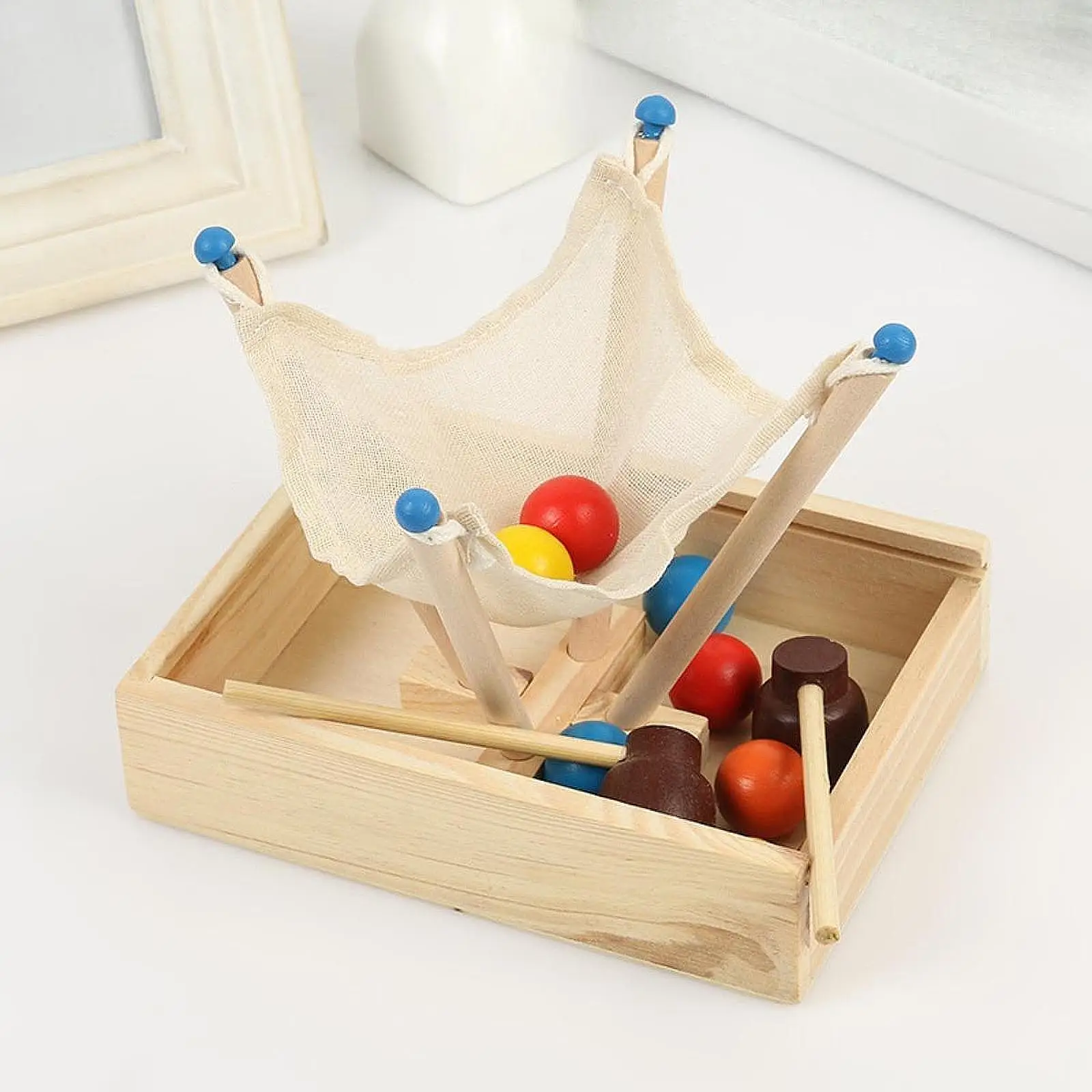 Clip Bead Game Wooden Ball Toy Parent Child Interaction Wooden Puzzle Sorting Stacking Toy Board Bead Game for Gift Role Play