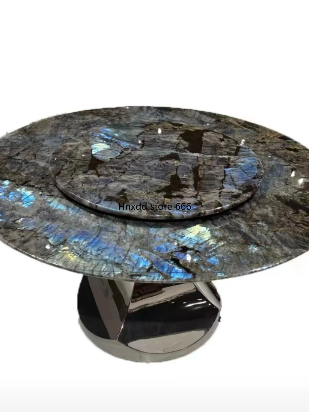 Blue jadeite luxury stone dining table marble high-end light luxury round table