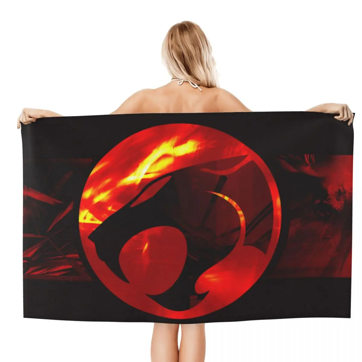 Funny Thundercats Logo Beach Towel Custom Cartoon Anime Soft Linen Microfiber Shower Towels