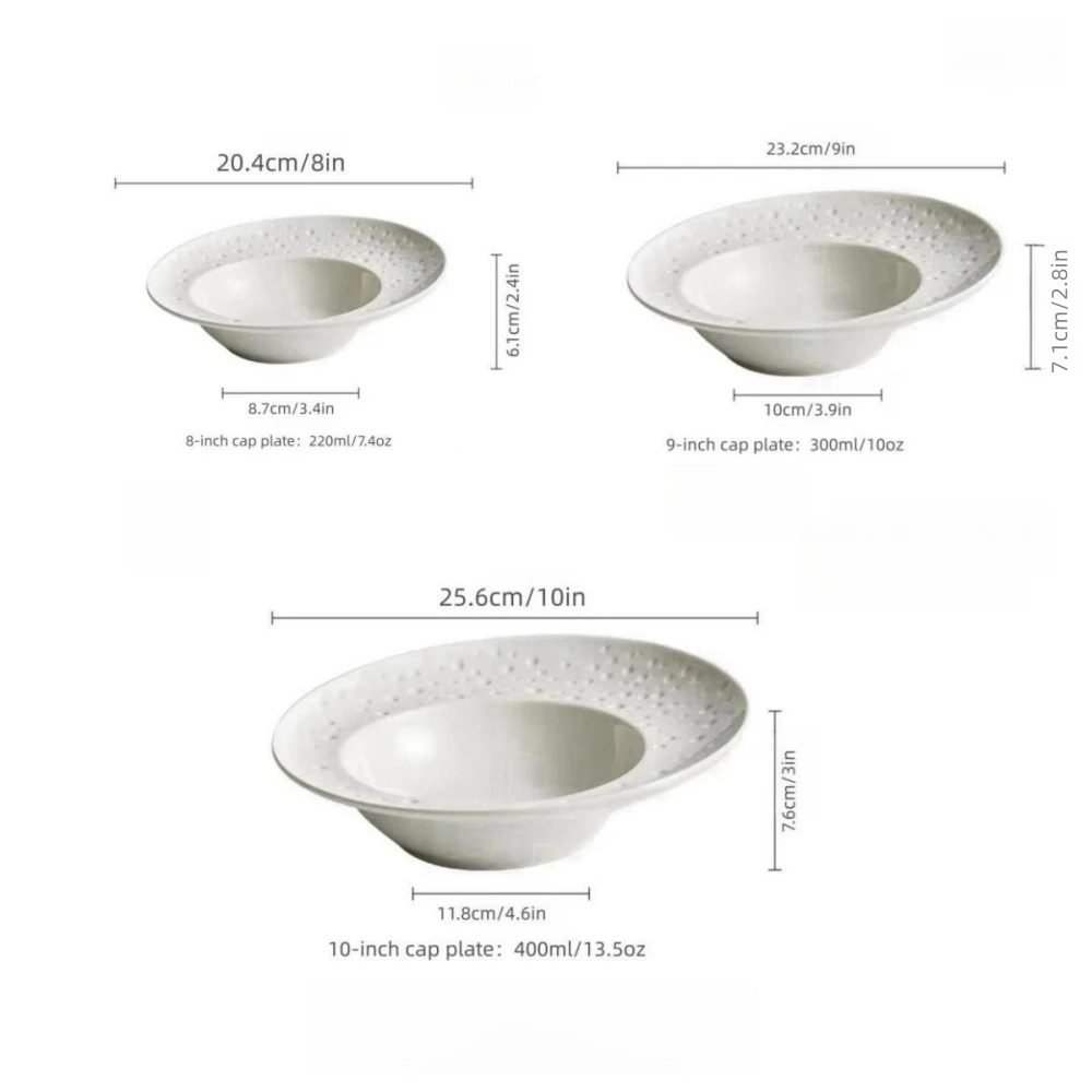 French Creative Salad Plate Straw Hat Plate Premium Feeling Hotel Dinner Plate Western Pasta Ceramic Plate White Plate