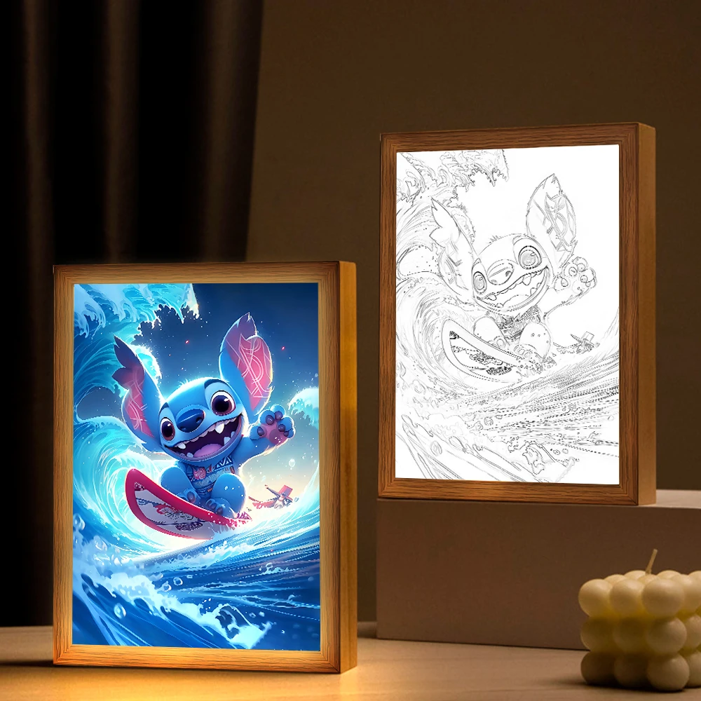 Anime Figura Punto Luce Pittura Cornice per foto Carino Led NightLight Camera da letto Parete Comodino Decorazione Camera dei bambini Lampada lunare