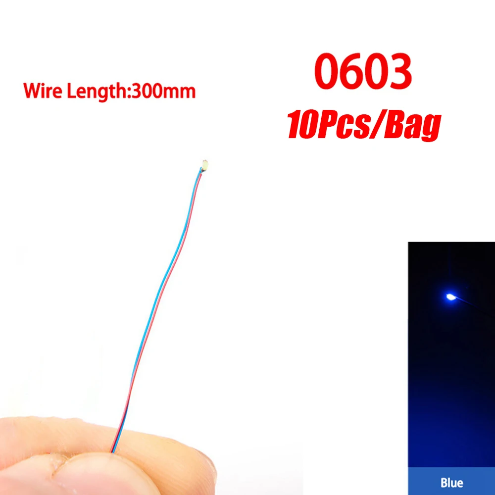 10 Teile/los Modell 0402 0603 SMD LED Wired Chip Micro Led Vorgelötete Lampe Eisenbahn Modell 30 cm 3 V DIY Modell Kit Für Gundam Szenen