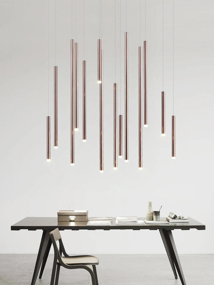 Led Luxury Staircase Chandelier Gold Column Long Lamp Duplex Building Modern Living Room Chandelier Villa Penthouse Chandelier