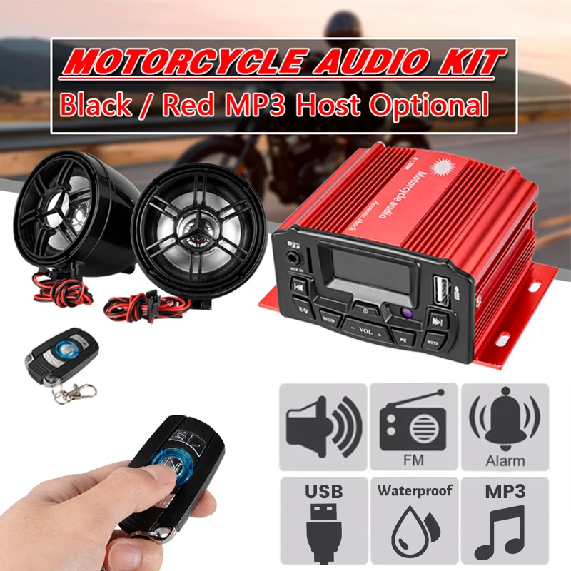 Kit Lettore Radio Bluetooth Per Moto – Stereo Impermeabile, Ricarica USB, Allarme Antifurto Con Telecomando